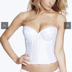 Dominique Satin Longline low back corset-style Bridal Bra whiteSize46DD top only